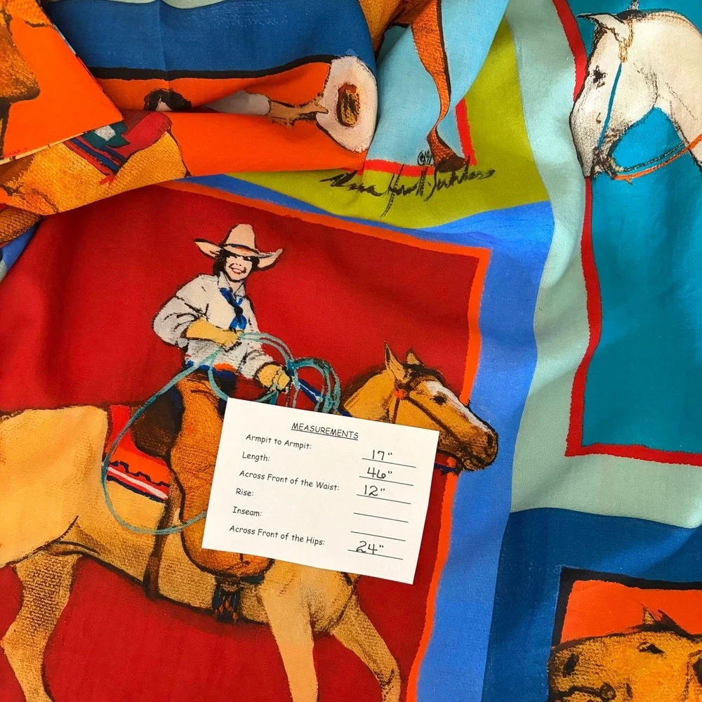 NWT!! DOUBLE D RANCH Women Of The Range Dress Western Horses Midi Bright X-Small